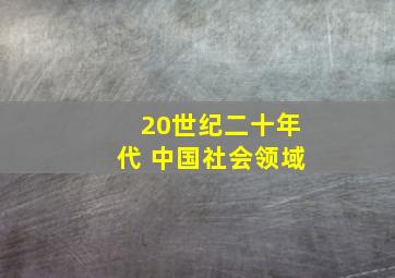 20世纪二十年代 中国社会领域